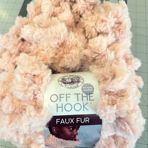 2 skeins Lion brand Off The Hook Faux Fur Yarn in soft Pink